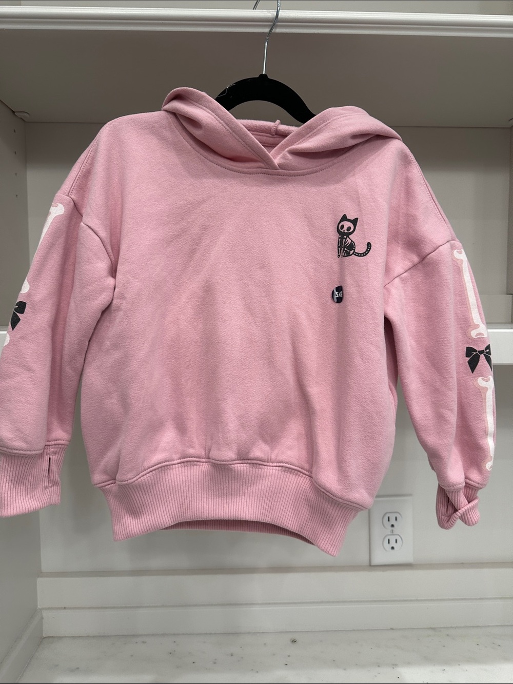 Abercrombie kids size 5/6 pink hoodie with a cat design.  Like new